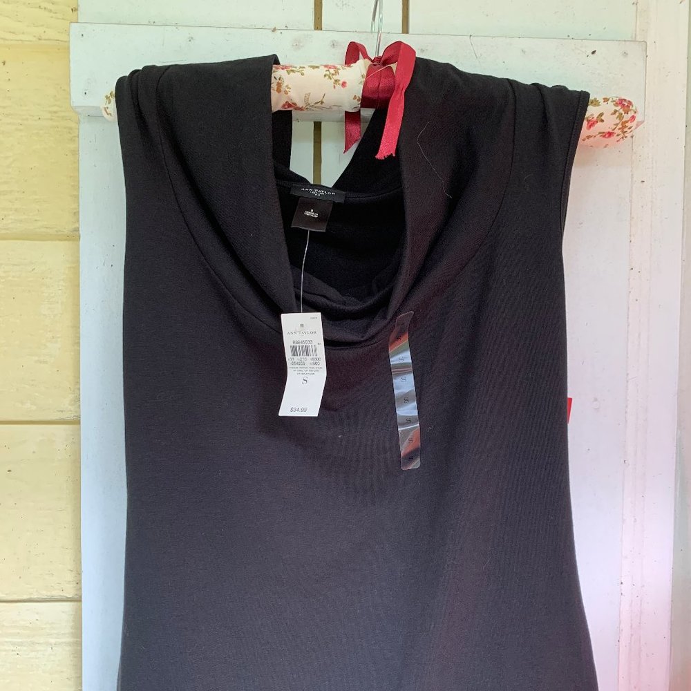 NWT Ann Taylor Black Cowl Neck Sleeveless Top